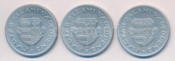 1946/47/49. 1Ft (3x) mindegyiken "Kossuth-címer" T:2-