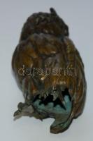 Cca 1940 Bagoly, bronz (üreges), talapzat nélkül, magasság: 17 cm