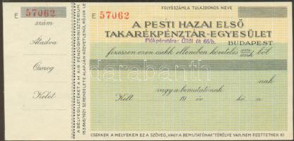 ~1940. "A Pesti Hazai Első Takarékpénztár-Egyesület" kitöltetlen csekk T:I