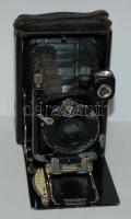 1928 Zeca márkájú lemezes harmonikás fényképezőgép a Paul Zeh Kamerawerktől, Radionar Anastigmat 6.5/10,5cm objektívvel, 6db lemezzel / Zeca plate camera with Radionar Anastigmat 6.5/10,5cm lens and 6 plates