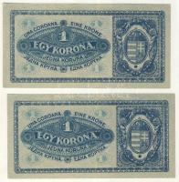 1920. 1K piros "aa" sor és sorozatszám (2x) egymás utáni sorszámokkal T:I- (enyhe sarokhaj...