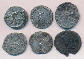 Római Birodalom / Vegyes 6db klf bélelt denár T:vegyes / 
Roman Empire / 6 pieces of different silve...