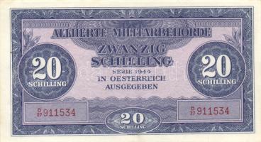 Ausztria/Szövetséges katonai megszállás 1944. 20Sch (4x) egymás utáni sorszámmal T:I- Austria/Allied Military Authority 1944. 20 Schilling (4x) sequential serial number C:AU