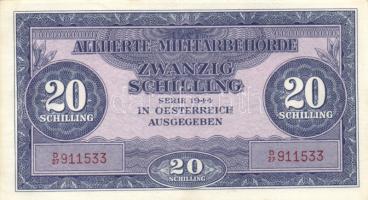 Ausztria/Szövetséges katonai megszállás 1944. 20Sch (4x) egymás utáni sorszámmal T:I-
Austria/Allied...
