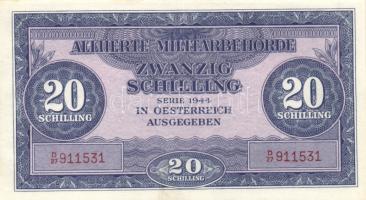 Ausztria/Szövetséges katonai megszállás 1944. 20Sch (4x) egymás utáni sorszámmal T:I-
Austria/Allied...