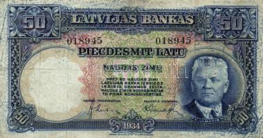 Lettország 1934. 50L T:III Latvia 1934. 50 Latu C:F