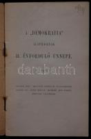 Szabadkőművesség: A Demokratia páholy alapításának 11. évforduló ünnepe. Bp., 1900. Demokratia páhol...