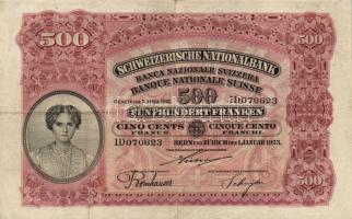 Svájc 1923. 500Fr T:III Switzerland 1923. 500 Francs C:F