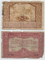 Kecskemét 1919. 2K + Pécs 1919. pénztárjegy 5K T:IV,IV-