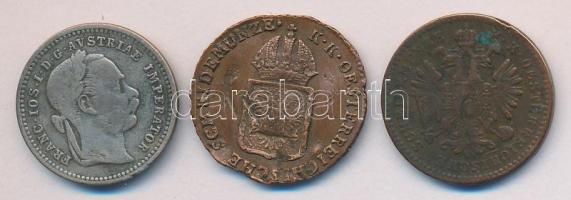 Ausztria 1816O 1/4Kr + 1859A 1Kr + 1872. 10Kr Ag T:3
Austria 1816O 1/4 Kreuzer + 1859A 1 Kreuzer + 1...