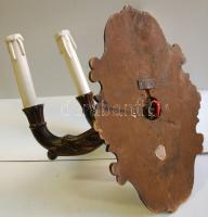 Háromágú faragott fa falikar / 
Three-branched wooden wall lamp 33x29x19cm