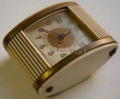 cca 1940 Westclox art deco utazó óra (két helyen kis repedés van rajta, nem működik) / Vintage Westclox art deco travel alarm clock (two cracks on bakelite, does not work)