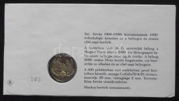 2000. "Ezeréves Magyarország-Szt.István" emlékérem érmés borítékon, első napi bélyegzővel ...