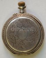 cca 1900 Ezüst (Ag) zsebóra festett porcelán számlappal, a hátlapján a Monarchia 750/1000 oroszlánfe...