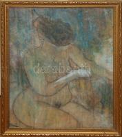 Jelzés nélkül: Női akt, pasztell, papír, üvegezett keret, hátoldalán Linek Lajos felirat, 43×34 cm