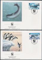 Seals and penguins set WWF motive values on 4 FDC, Fókák és pingvinek sor WWF motívumú értékei 4 db FDC-n