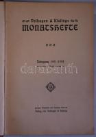 Velhagen und Klasings Monatshefte. Jahrgang 1901/1902 Bd. I. Bielefeld - Leipzig, Verlag vonVelhagen u. Klasing. Művészeti havilap egybekötött számai szecessziós díszítéssel, és fekete-fehér és színes reprodukciókkal, kissé kopottas félvászon kötésben, jó állapotban /  Reproductions partly in color, half-linen binding, good condition