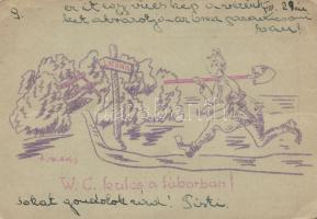 Somewhere in Russia, toilet key, Military postcards, humour (fa)