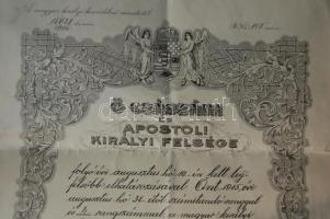 1916  Magyar Királyi Honvédelmi Minisztérium hadnagyi kinevezése szép állapotban