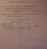 1935 Hadmérnöki dicsérő elismerés oklevél Gömbös Gyula hadügyminiszter aláírásával