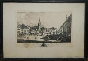 2 db vászon nyomat: Brüsszel,Meissen városról, üvegezett keretben, 19×27 cm