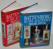 Battenberg: Kunst - Auktionen - Preise 1994-1995, 1995-1996. 2 kötet aukciós katalógus fekete-fehér fotókkal /  Auction catalogues with black and white photos