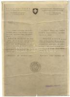 1944 Svájci követség menlevele (hitelesített másolat) / Protection-pass of the Swiss embassy (exemplified copy)