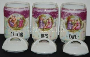 Karlsbad csehszlovák porcelán fűszertartó készlet, összesen 15 db,