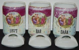 Karlsbad csehszlovák porcelán fűszertartó készlet, összesen 15 db,