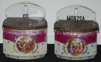 Karlsbad csehszlovák porcelán fűszertartó készlet, összesen 15 db,