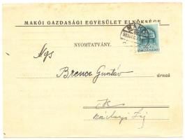 A Makói Gazdasági Egyesület elnökségének nyílt levelezőlapja a ménállomáson tartandó tenyészpárosítás időpontjának megjelölésével