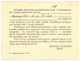 A Makói Gazdasági Egyesület elnökségének nyílt levelezőlapja a ménállomáson tartandó tenyészpárosítá...