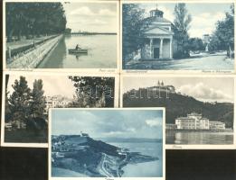 5 db régi városképes lap a Balatonról, Tihany és Balatonfüred, mind használatlan