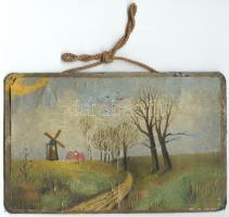 I. világháborús "Csak katonaság részére" vonatablak tábla, hátulján olajképpel 19x12cm