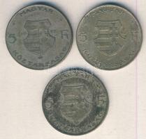 1947. 5Ft Ag "Kossuth" (3x) T:3