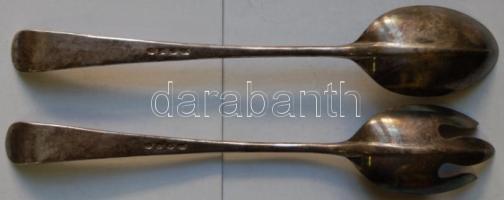 Ezüstözött húsvilla és kanál az amerikai Gerity Products jelzésével / 
Silver plated serving spoon a...