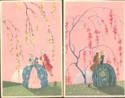 2 db régi motívumlap, 18. századi francia divat