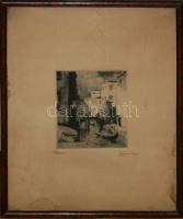 Gimes Lajos (1886-1945): Velence, rézkarc, papír, üvegezett keretben, 12×10 cm