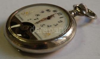 cca 1920 Hebdomas 8 napos, különleges rugós szerkezetű zsebóra, festett porcelán számlappal, előre n...