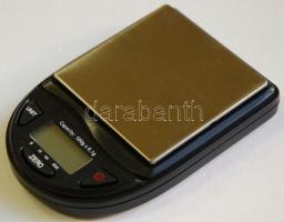 Elektromos ékszermérleg új állapotban, bőrtokkal, 500g-ig /  Digital jewelry scales with leather case, capacity: 500gr