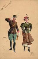1899 Officer, lady litho