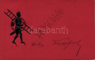 1899 New Year, Chimney sweeper Emb. (wet damage)