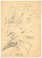 Würtz jelzéssel: Repülés, tus, papír, 30×21 cm