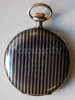 cca 1920 Longines svájci ezüst (Ag) zsebóra elegáns niello-díszítéssel, duplasoros porcelán számlapp...
