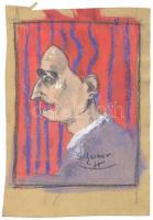 Scheiber jelzéssel: Férfi fej, vegyes technika, papír, 20× 15 cm