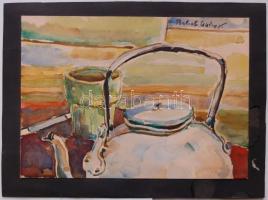 Perlott Csaba jelzéssel: Zöld pohár, akvarell, papír, 20× 29 cm