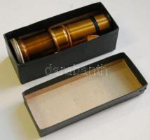 cca 1900 Kis kézi mikroszkóp dobozban, német nyelvű leírással /  Pocket microscope with box and German description 11cm