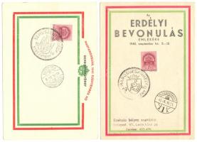 1940 2db levelezőlap alkalmi bélyegzővel az erdélyi bevonulás emlékére