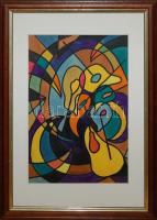 Farkasházy jelzéssel: Arc, vegyes technika, papír, üvegezett keretben 17×21 cm