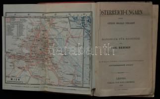 Baedekker Osztrák-Magyar Monarchia útikönyv. Rengeteg térképpel. / Karl Baedekker: Österreich-Ungarn mit 71 Karten und 72 Plänen, 6 Grundnissen, 3 Panoramen. Leipzig 1910. Baedekker. 580p.